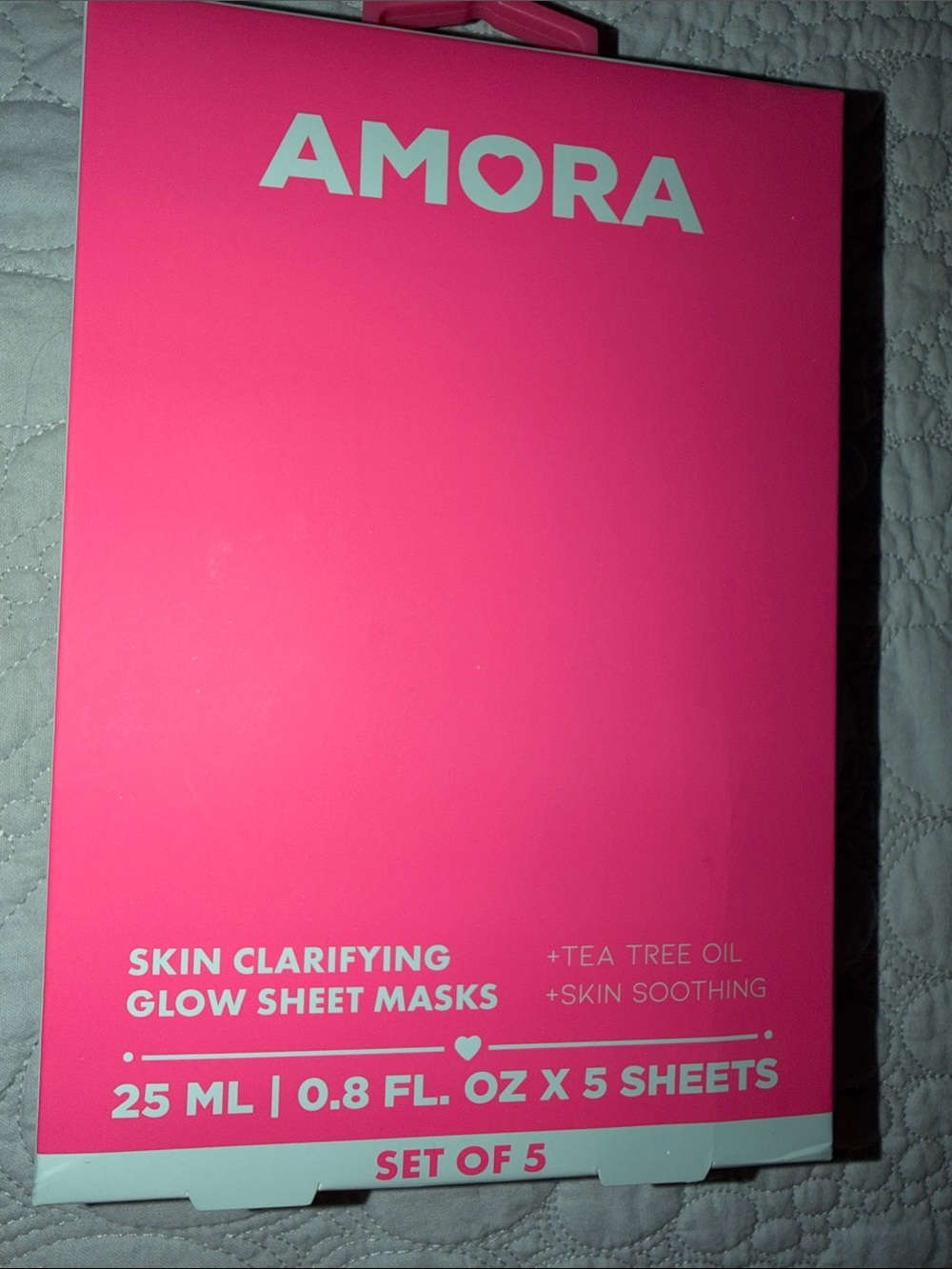 Amora Skin Clarifying Glow Sheet Masks - Pink (Set of 5) new